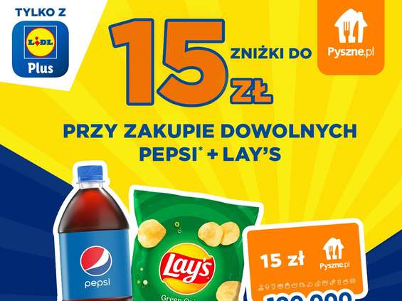 Lidl i PepsiCo: "Zgarnij zniżkę 15 zł na Pyszne.pl" 
